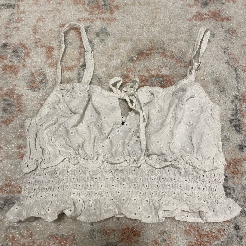 White eyelet crop top